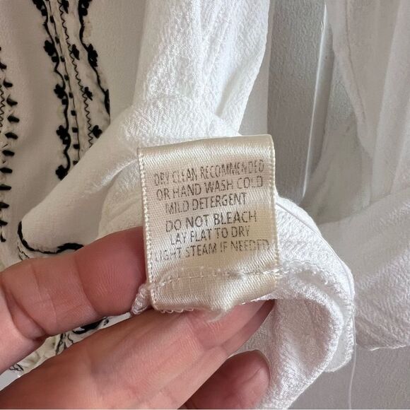 Lovestitch Bohemian Embroidered Tie Front Button Down Blouse - Picture 6 of 12